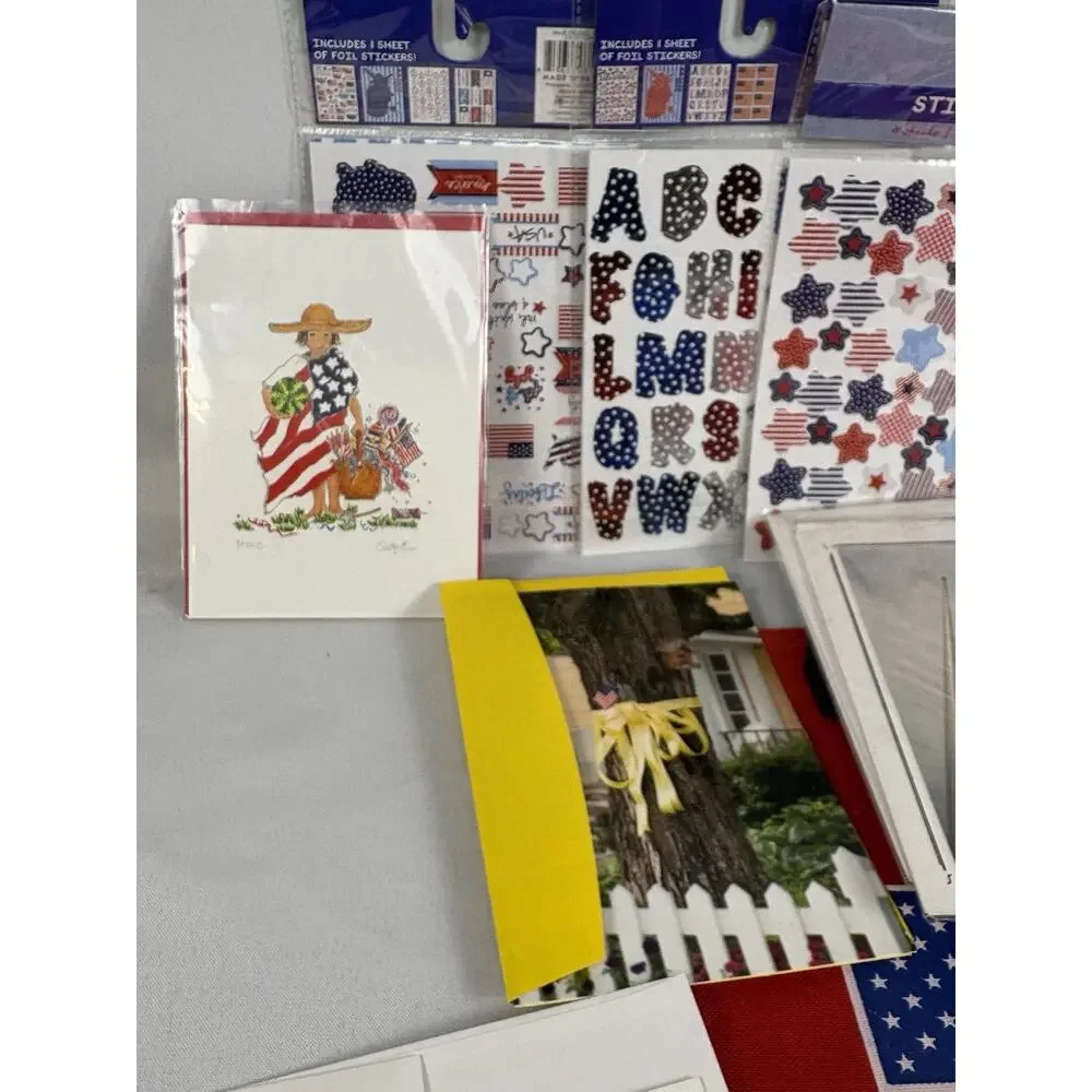 Patriotic 4th of July Party Celebration Lot Freedom 250 Americana Cards Stickers